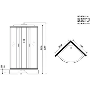 Душевая кабина Niagara NG-6702-14G 100х100х215