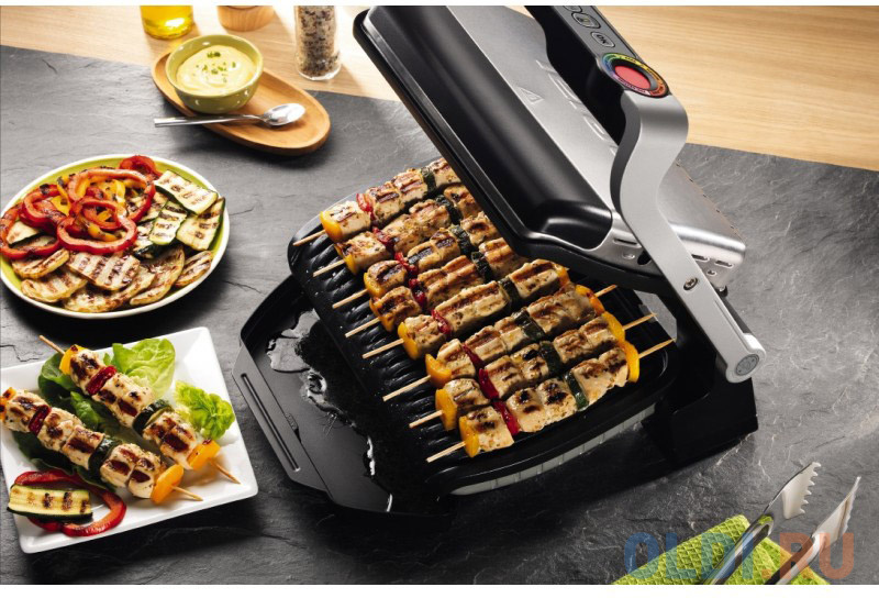 Электрогриль Tefal Optigrill GC712D34 чёрный серебристый