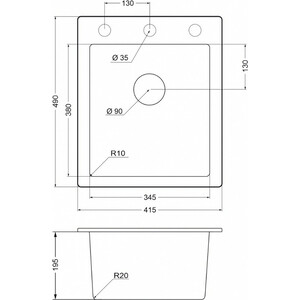 Кухонная мойка EMAR EMQ-1415.Q сардоникс