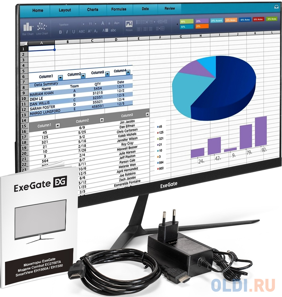 LCD ExeGate 24.5" EH1500A SmartView черный {IPS 1920x1080 75Hz 5ms 250cd 1000:1 178/178 D-Sub HDMI DisplayPort} [EX297308RUS] в Москвe