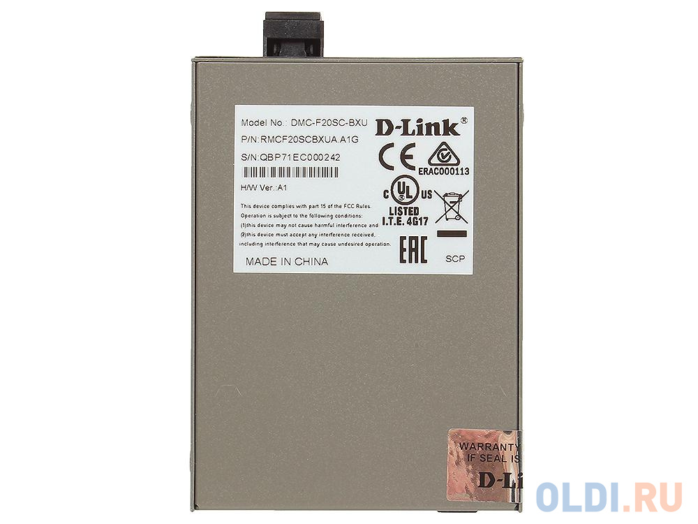 Медиаконвертер D-Link DMC-F20SC-BXU/A1A WDM медиаконвертер с 1 портом 10/100Base-TX и 1 портом 100Base-FX с разъемом SC (ТХ: 1310 нм; RX: 1550 нм) для