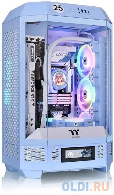 Корпус Thermaltake The Tower 300 Hydrangea голубой без БП miniITX 7x120mm 5x140mm 2xUSB3.0 audio bott PSU