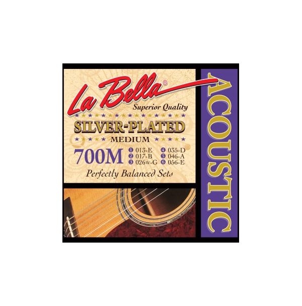 Струны La Bella 700M Silver-Plated 13-56 посеребренные для акустической гитары