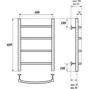 Полотенцесушитель водяной Point П4 400х600 хром (PN04146)