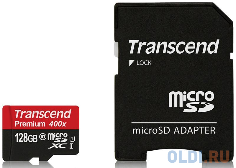 Карта памяти MicroSDXC 128GB Transcend UHS-I U1 + SD Adapter (TS128GUSDU1) в Москвe