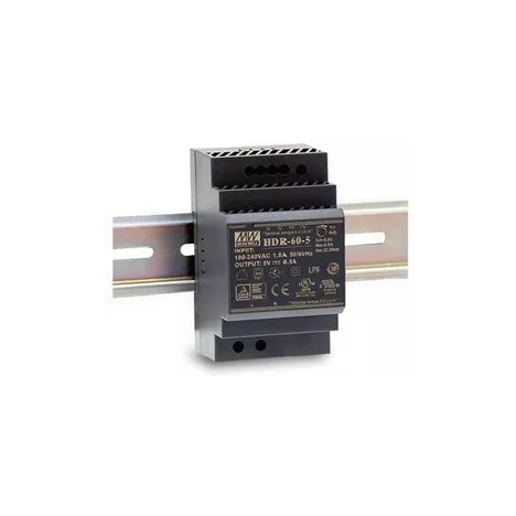 Блок питания Mean Well HDR-60-15, на DIN-рейку, 15В, 4А, 60Вт, черный (HDR-60-15 MW)