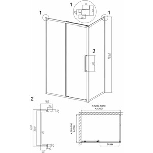 Душевой уголок Grossman Cosmo 130x70 тонированный, черный матовый (120.K33.02.1370.21.10)