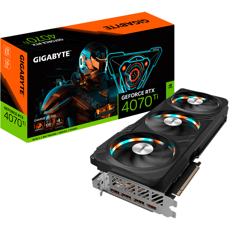 Видеокарта GigaByte GeForce RTX 4070 Ti Gaming 12G 2610Mhz PCI-E 12288Mb 21000MGz 192-bit HDMI 3xDP GV-N407TGAMING-12GD