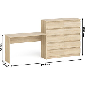 Комплект СВК Мори Стол письменный МСП1200.1 + Комод МК1200.10, цвет дуб сонома