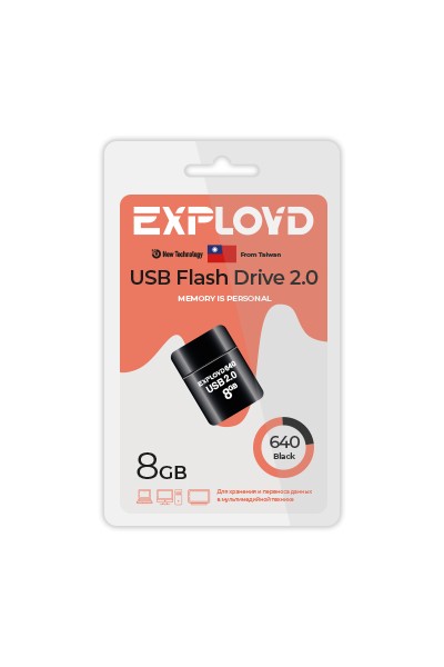 Флешка 8Gb USB 2.0 EXPLOYD 640, черный (EX-8GB-640-Black)