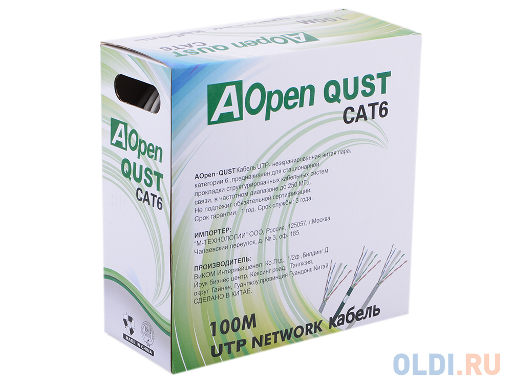 Кабель Aopen ANC6141 UTP 4 пары кат.6 (бухта 100м)