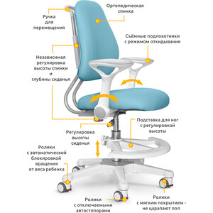 Детское кресло ErgoKids Y-507 KBL Armrests (Y-507 ARM/KBL) ( с подлокотниками) обивка голубая однотонная