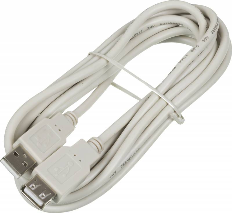 Кабель-удлинитель USB 2.0(Am)-USB 2.0(Af), 3м, серый Ningbo USB2.0-AM-AF-3-BR (841880)