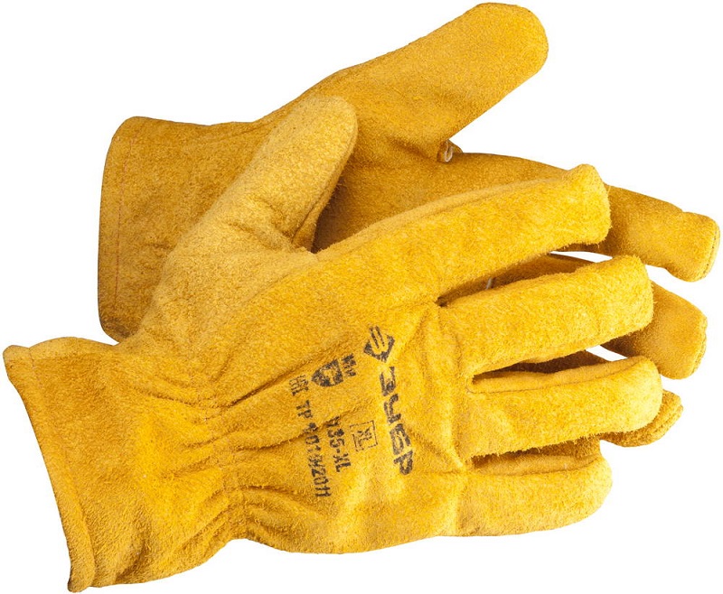 Перчатки рабочие кожаные, повышенной прочности, XL, желтый, Зубр МАСТЕР (1135-XL)