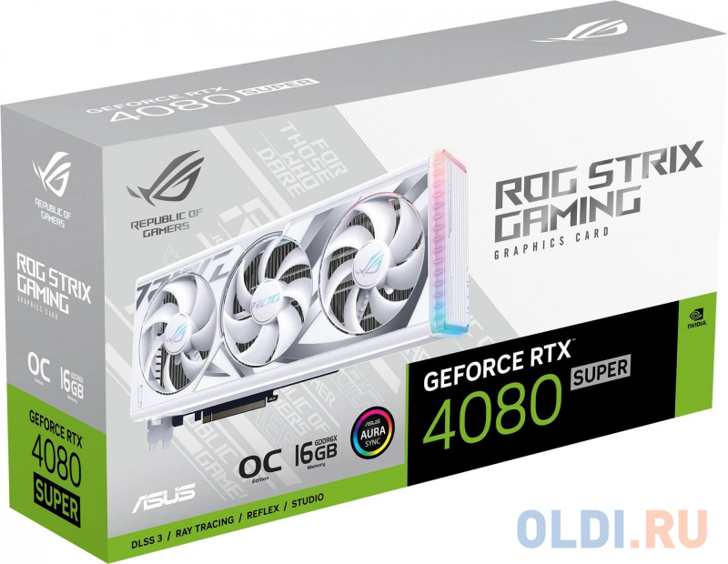 Видеокарта Asus PCI-E 4.0 ROG-STRIX-RTX4080S-O16G-WHITE NVIDIA GeForce RTX 4080 Super 16Gb 256bit GDDR6X 2640/23000 HDMIx2 DPx3 HDCP Ret