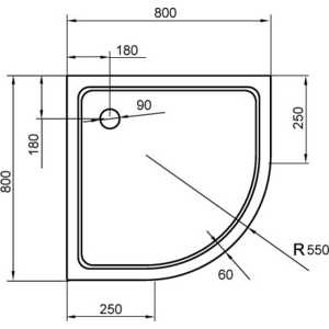 Душевой поддон Cezares Tray A-R 80х80 акриловый (TRAY-A-R-80-550-15-W)