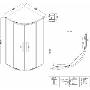 Душевой уголок Niagara Nova 80x80 тонированный, черный матовый (NG-2825-34BLACK)