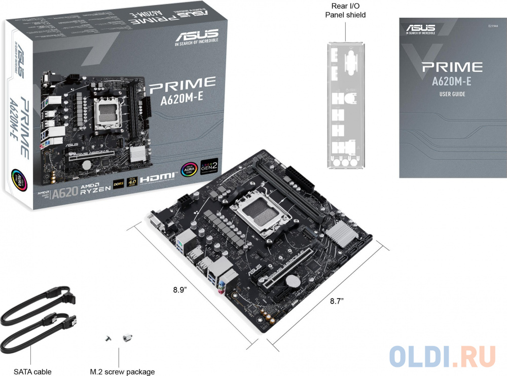 ASUS PRIME A620M-E-CSM, Socket AM5, A620, 2*DDR5,  DP+VGA+HDMI, 4xSATA3, M2, Audio, Gb LAN, USB 3.2, USB 2.0, mATX; 90MB1F50-M0EAYC в Москвe