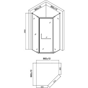 Душевой уголок Agger A03 90x90 прозрачное стекло, профиль хром (A03-090TCR/G)