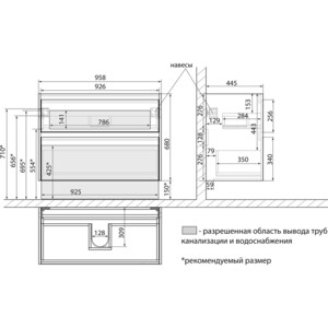 Тумба с раковиной Lemark Combi 100х45 бетон/белый глянец (LM03C100T-Beton, 641259) в Москвe