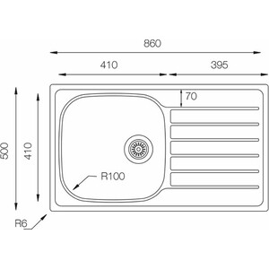 Кухонная мойка TopZero HY 860.500 нержавеющая сталь, полированная