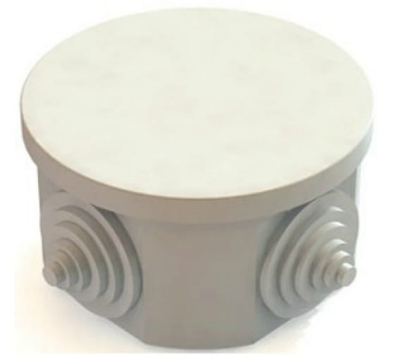 Коробка распаячная круглая, ⌀8.5 см, глубина 4 см, наружный монтаж, IP54, вводов:4, серый, с крышкой, TDM (SQ1401-0502)