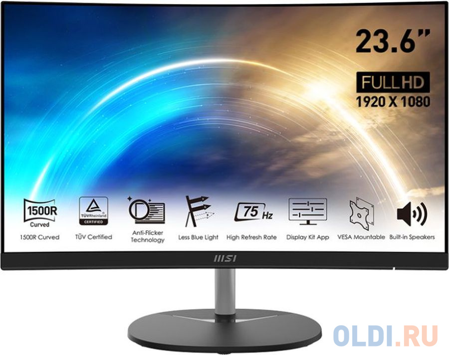 Монитор MSI 23.8" Pro MP241CA черный VA LED 1ms 16:9 HDMI M/M матовая 250cd 178гр/178гр 1920x1080 75Hz DP FHD 4.1кг