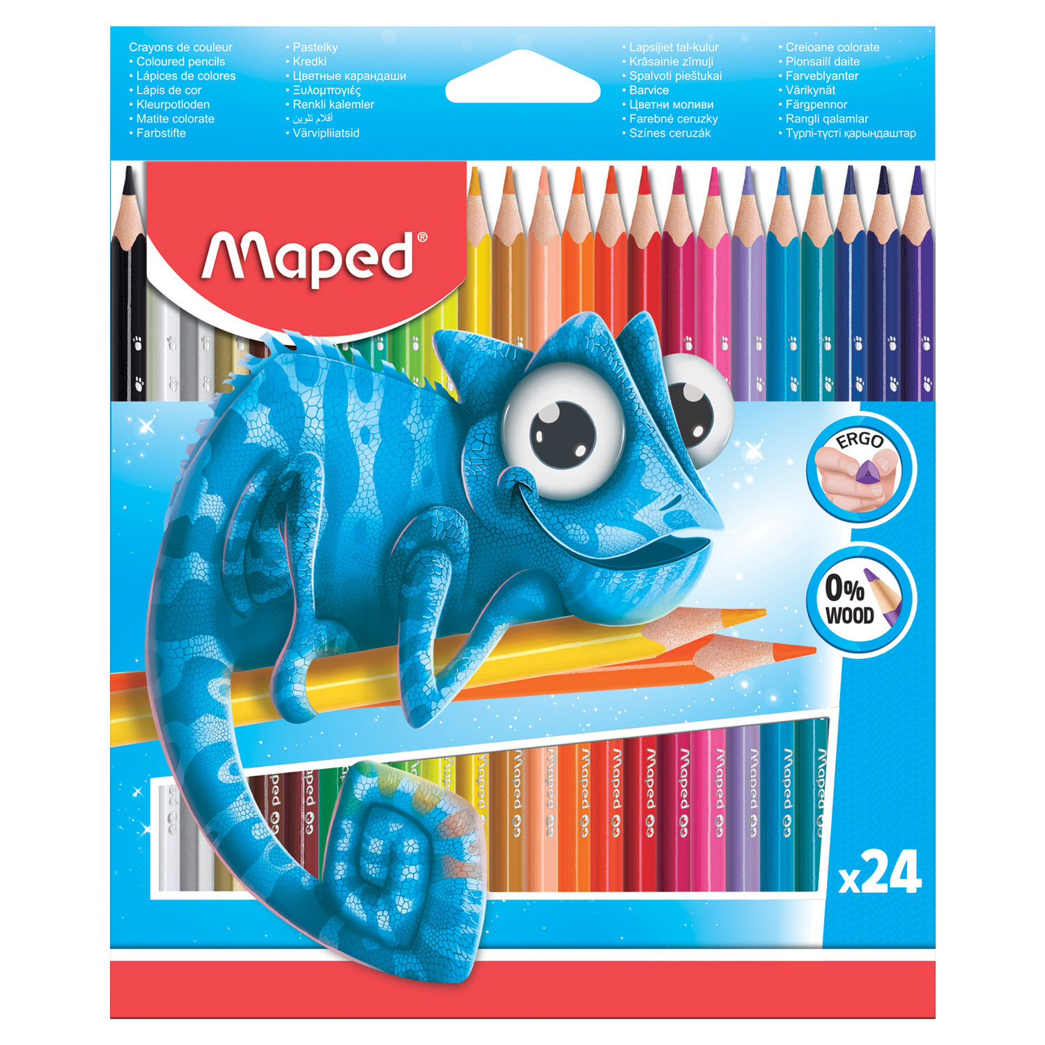 Набор цветных карандашей Maped Pulse, трехгранные, 24 шт., заточенные (862254)