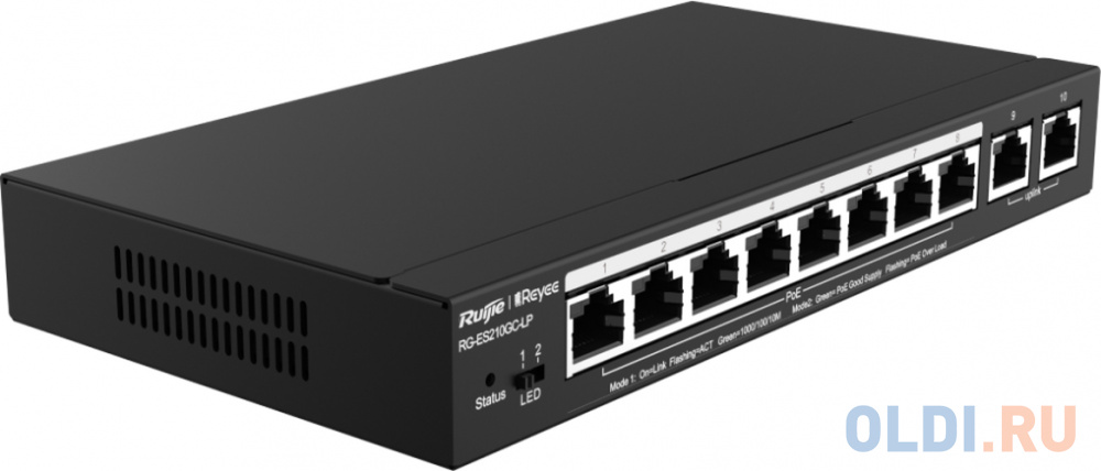 Reyee 10-Port Gigabit Smart POE Switch, 8 PoE/POE+ Ports with 2 Gigabit RJ45 uplink ports, 70W PoE power budget, Desktop Steel Case