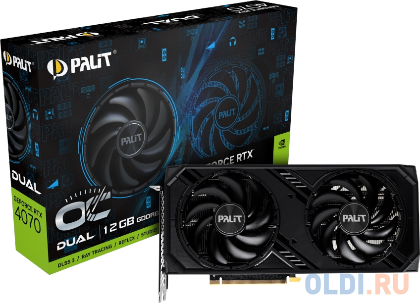 Видеокарта Palit RTX4070 Dual OC 12GB GDDR6 192bit 3xDP HDMI 2FAN RTL