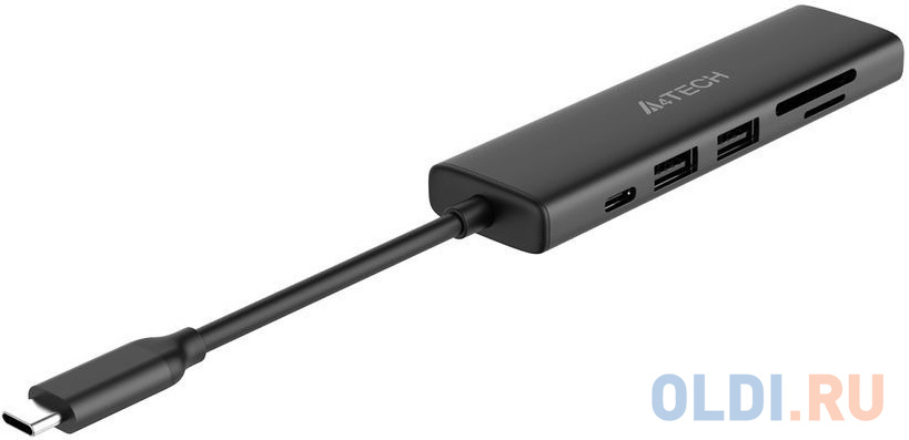 Концентратор USB Type-C A4TECH DST-60C 2 х USB 3.0 HDMI USB Type-C SD серый