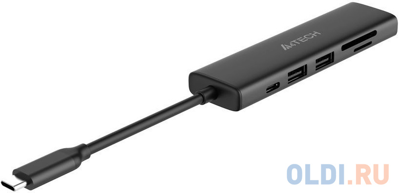 Концентратор USB Type-C A4TECH DST-60C 2 х USB 3.0 HDMI USB Type-C SD серый в Москвe