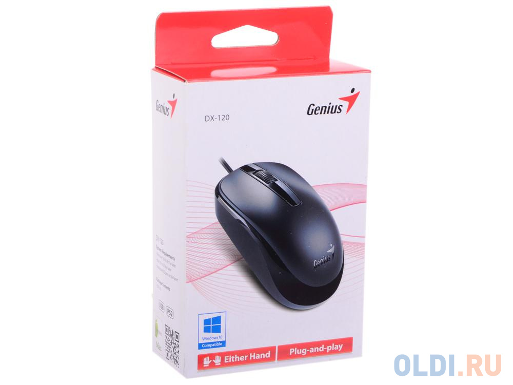 Мышь Genius DX-120 (USB), проводная, 1000dpi, USB, Black