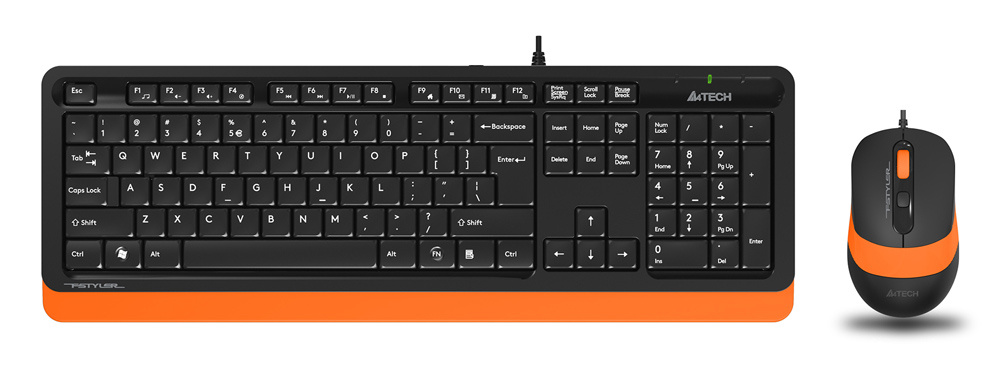 Набор клавиатура+мышь A4Tech Fstyler F1010 черный/оранжевый