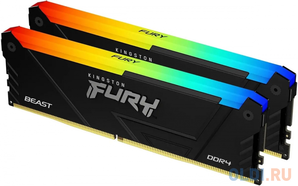 16GB DDR4 2666MHz DIMM FURY Beast Black RGB PnP KF426C16BB2AK2/16 kit 2x8Gb, CL16, 288-pin Non-ECC