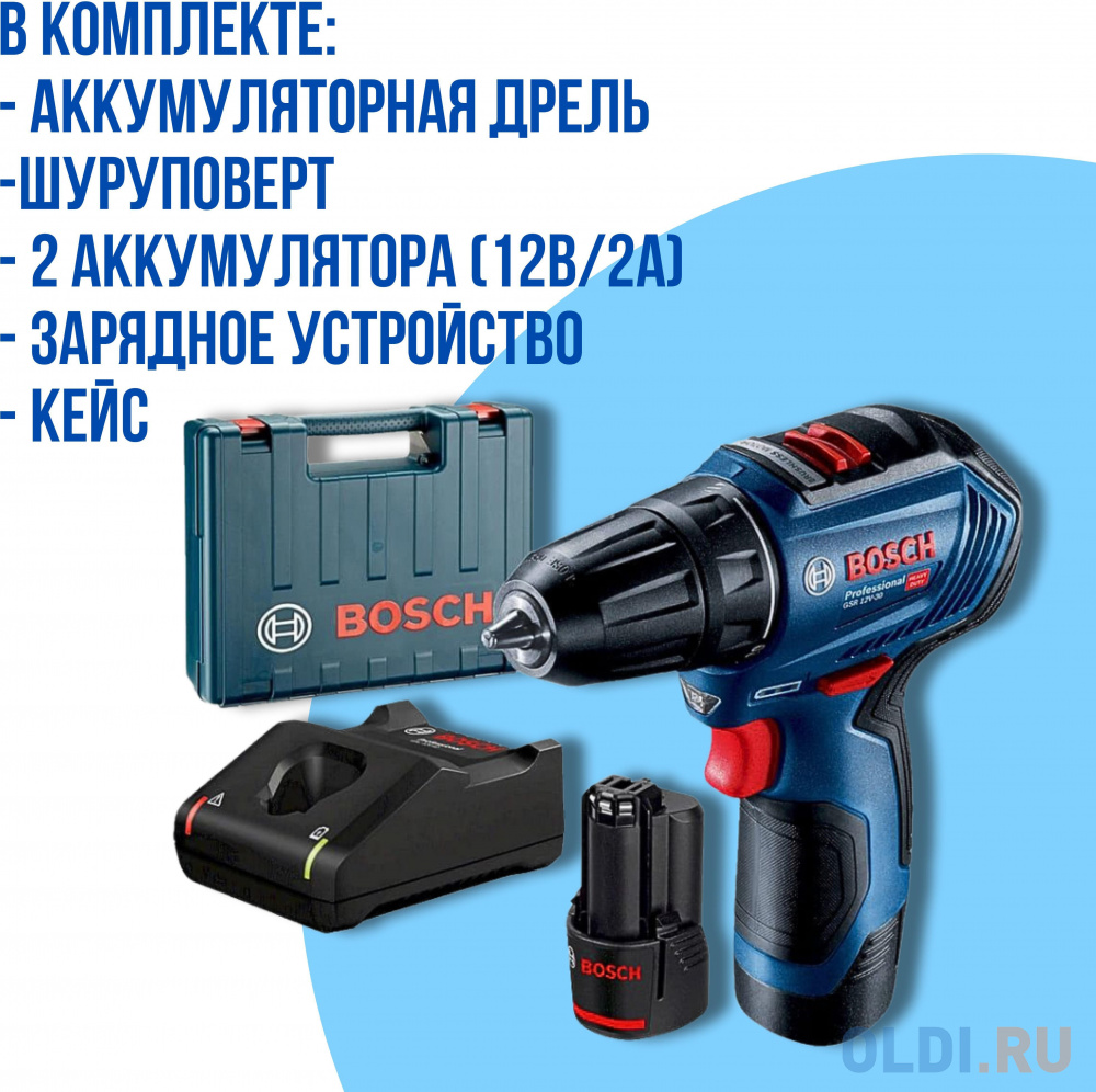 Дрель-шуруповерт Bosch GSR 120-LI аккум. патрон:быстрозажимной (кейс в комплекте) (06019G8000)