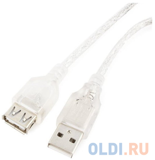 Cablexpert Кабель удлинитель USB2.0 Pro, AM/AF, 4,5м, экран, 2 феррит.кольца, прозрачный (CCF-USB2-AMAF-TR-15)