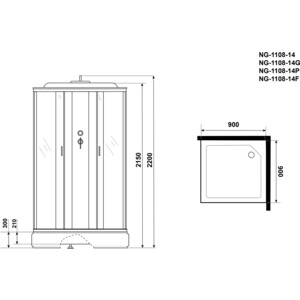 Душевая кабина Niagara NG-1108-14G 90х90х215 в Москвe