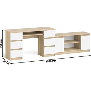 Комплект СВК Мори Стол компьютерный МС-2 + Тумба МТВ1200.1, цвет дуб сонома/белый