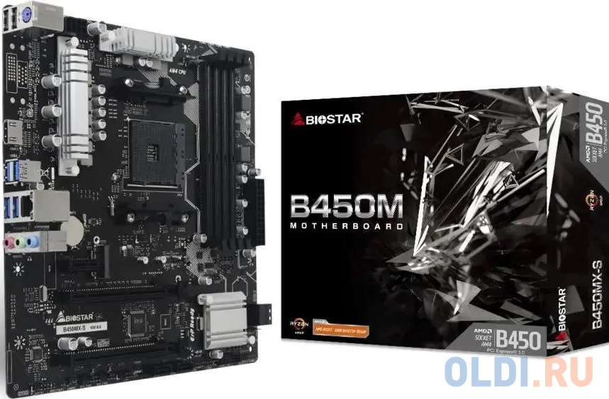 Материнская плата Biostar B450MX-S Soc-AM4 AMD B450 2xDDR4 mATX AC`97 8ch(7.1) GbLAN RAID+HDMI в Москвe