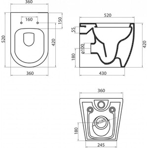 Унитаз приставной безободковый BelBagno Marino сиденье микролифт (BB105CBR, BB865SC)