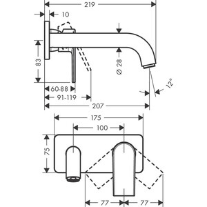 Смеситель для раковины Hansgrohe Vernis Shape с механизмом, хром (71578000, 13622180)