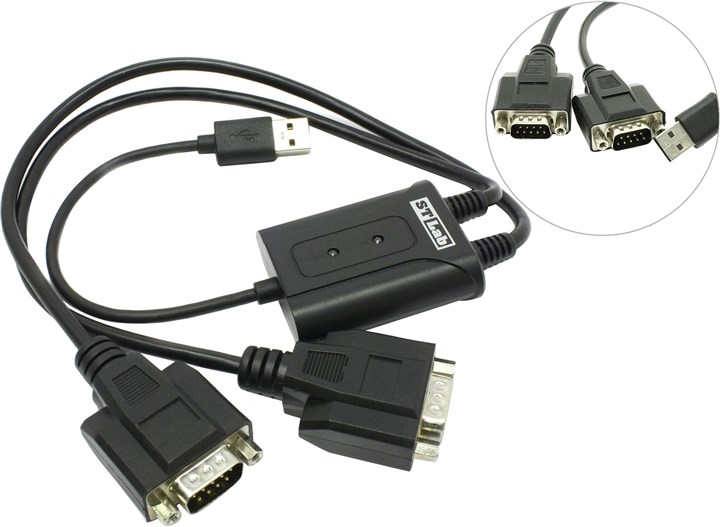 Кабель-переходник ST-Lab U-700 USB-2xCOM(9M), 0.53m