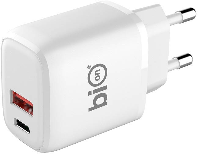 Сетевое зарядное устройство Bion 18 Вт, USB, USB type-C, Quick Charge, PD, белый (BXP-ADP-PD-AC-18W)