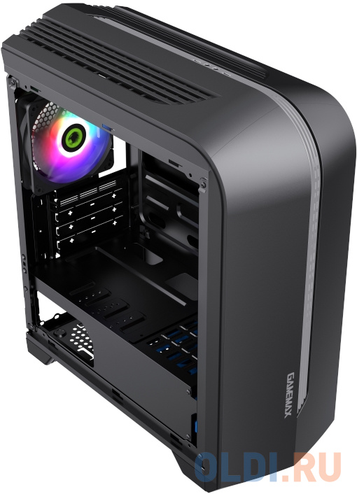 Компьютерный корпус, без блока питания mATX/ Gamemax Centauri BG H601 mATX case, black, w/o PSU, w/1xUSB3.0+1xUSB2.0+HD-Audio, w/1x12mm Blue Led fan в Москвe