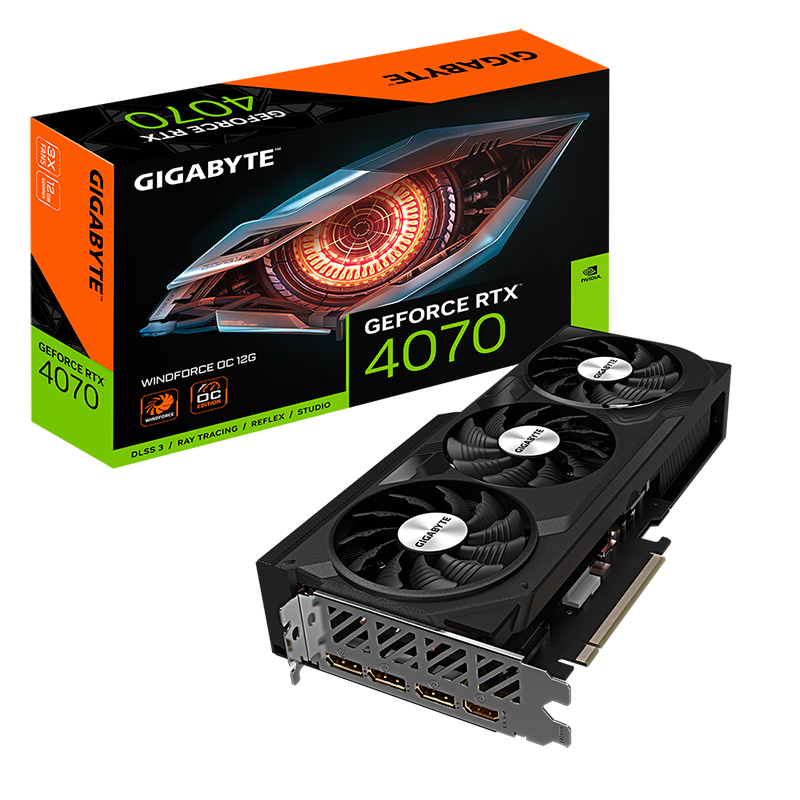 Видеокарта GigaByte GeForce RTX 4070 Windforce OC 12G 2490Mhz PCI-E 12288Mb 21000MGz 192-bit HDMI 3xDP GV-N4070WF3OC-12GD в Москвe