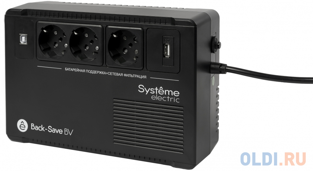 ИБП Systeme Electric Back-Save BV 600 ВА, автоматическая регулировка напряжения, 3 розетки Schuko, 230 В, 1 USB Type-A в Москвe