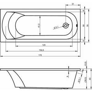 Акриловая ванна Riho Miami 170x70 с каркасом (B060001005, 2YNVN1029) в Москвe