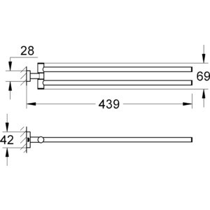 Полотенцедержатель поворотный Grohe Essentials Cube двойной (40624001)