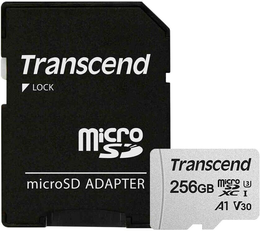 Карта памяти Transcend micro SDXC 256Gb 300S UHS-I U3 V30 A1 + ADP (90/45 Mb/s) в Москвe